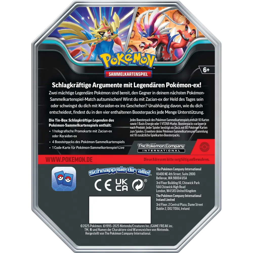 Pokemon Schlagkräftige Legenden Tin Box (Zacian ex) (DE)
