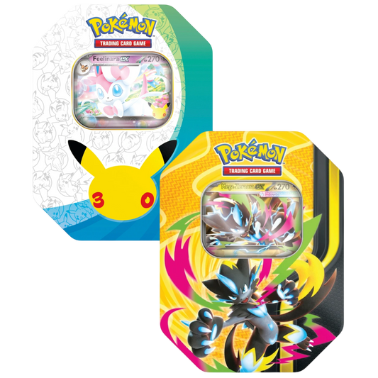 Pokemon 30 Jahre Edition Feelinara-ex & Mega-Zeraora-ex Tin Box Bundle (DE)